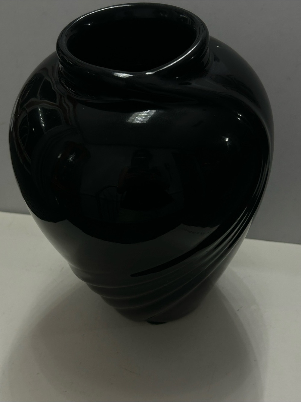 Haeger Black Vase Swirl Vintage Ceramic
